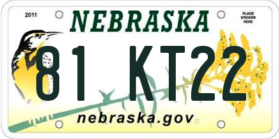 NE license plate 81KT22