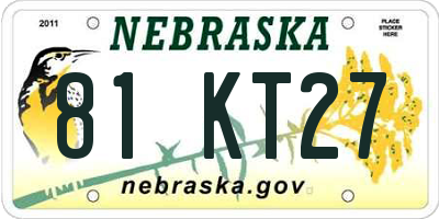 NE license plate 81KT27