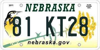 NE license plate 81KT28