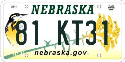 NE license plate 81KT31