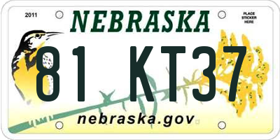 NE license plate 81KT37