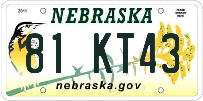 NE license plate 81KT43