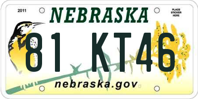 NE license plate 81KT46