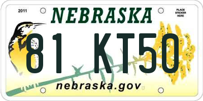 NE license plate 81KT50
