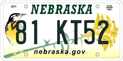 NE license plate 81KT52
