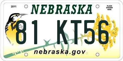 NE license plate 81KT56