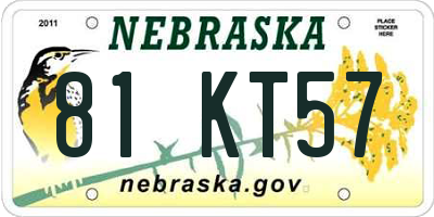 NE license plate 81KT57