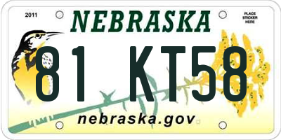 NE license plate 81KT58