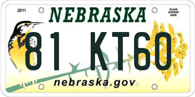 NE license plate 81KT60