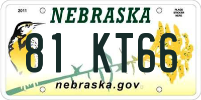 NE license plate 81KT66