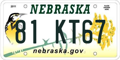 NE license plate 81KT67