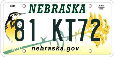 NE license plate 81KT72