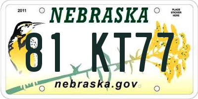 NE license plate 81KT77