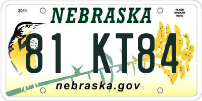 NE license plate 81KT84