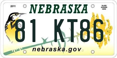 NE license plate 81KT86