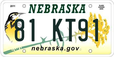 NE license plate 81KT91