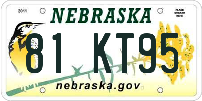 NE license plate 81KT95