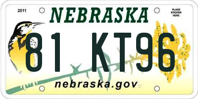 NE license plate 81KT96