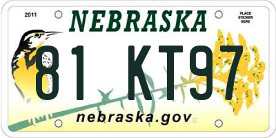 NE license plate 81KT97
