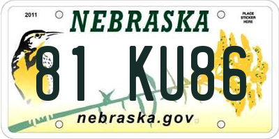 NE license plate 81KU86