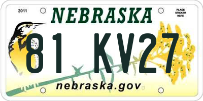 NE license plate 81KV27