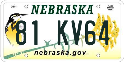 NE license plate 81KV64