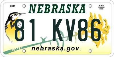 NE license plate 81KV86