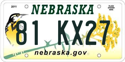 NE license plate 81KX27
