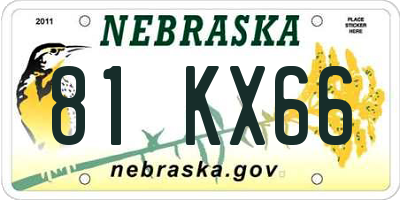 NE license plate 81KX66
