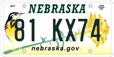 NE license plate 81KX74