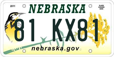 NE license plate 81KX81