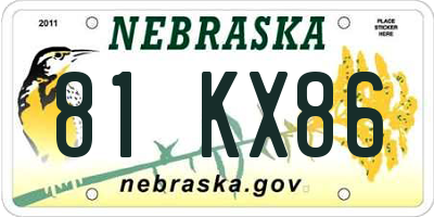 NE license plate 81KX86