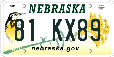 NE license plate 81KX89