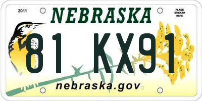 NE license plate 81KX91