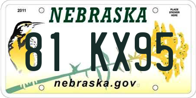 NE license plate 81KX95