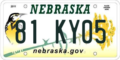 NE license plate 81KY05