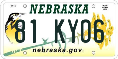 NE license plate 81KY06