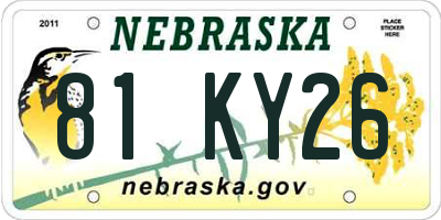 NE license plate 81KY26