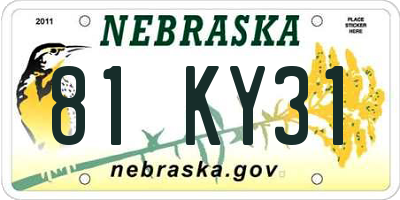 NE license plate 81KY31