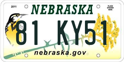 NE license plate 81KY51