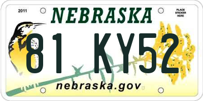 NE license plate 81KY52