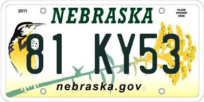 NE license plate 81KY53