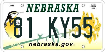 NE license plate 81KY55