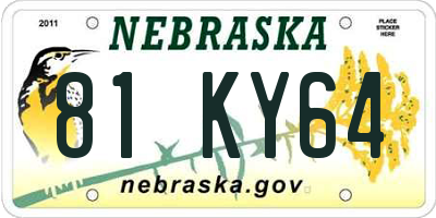 NE license plate 81KY64