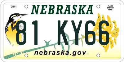 NE license plate 81KY66