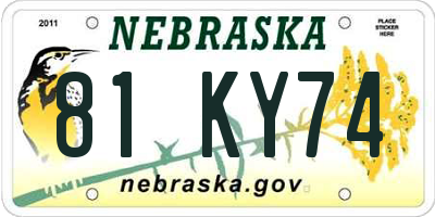 NE license plate 81KY74