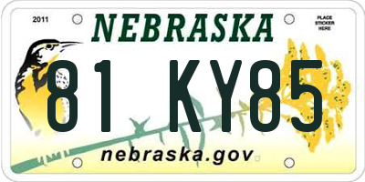 NE license plate 81KY85