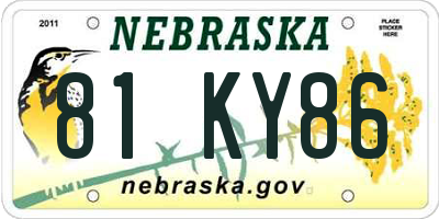 NE license plate 81KY86