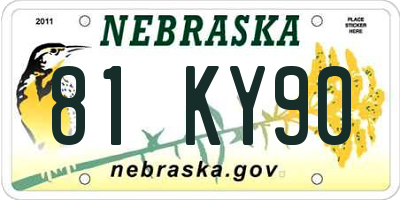 NE license plate 81KY90