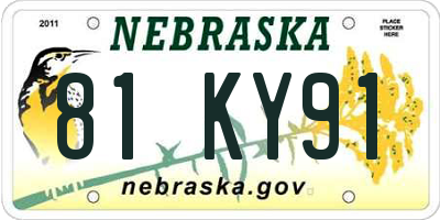 NE license plate 81KY91